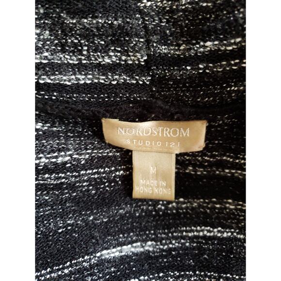 Nordstrom Studio 121 Fringe Trim Cardigan Black Clasp Close Medium - Picture 9 of 10